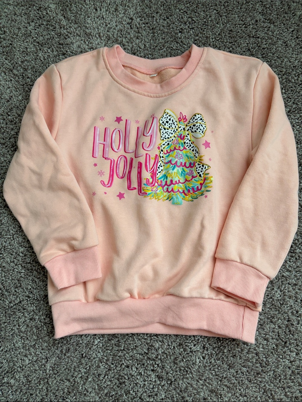 Holly Jolly Pink Girls' Holiday Sweatshirt